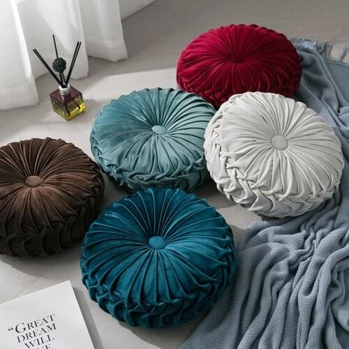 Velvet Seat Cushion Pillow Rounb Breathable Buttock Chair Cushion Bedding Plush Toys PP Cotton Filler Car Home Decoration 35cm