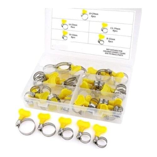 Free shipping 40 pcs 8mm-29mm butterfly Hose Clamp Homebrew Pipe Clamp Fit Tube Plastic Handle