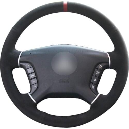 DIY Non-slip Durable Black Suede Red Marker Car Steering Wheel Cover For Mitsubishi Pajero 2007 -2014 Galant 2008 -2012