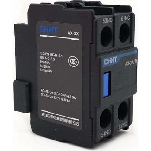 CHINT Auxiliary Contact Block AX-3X/11 1NO+1NC AX-3X/20 2NO Top-mounted auxiliary contact assemble with CHINT NXC Contactor