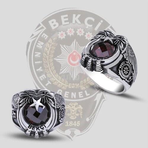 Double-Headed Eagle Bekçilere Custom Watch 925 Silver Men 'S Ring