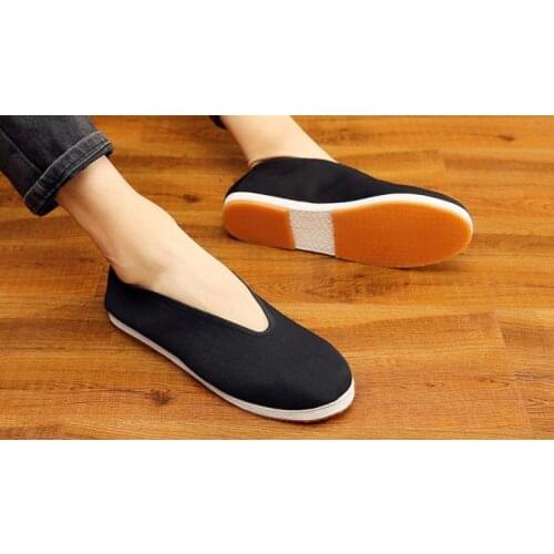 EU36~EU48 black handmade cotton tai chi taiji sneaker zen lay shaolin monk kung fu shoes wushu martial arts shoes breathable