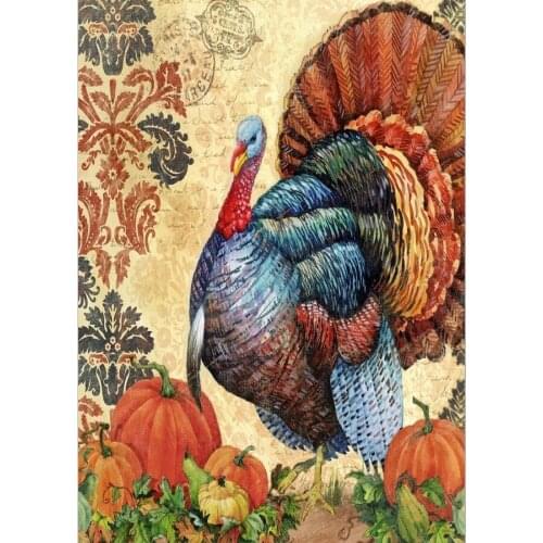 JMINE Div 5D thanksgiving harvest Turkey chicken Pumpkin Full Diamond Painting kits art Animal 3D paint by diamonds