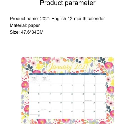 2021 English Desktop Calendar 12-month Pages Best Gift Perfect Annual Calendar for Office