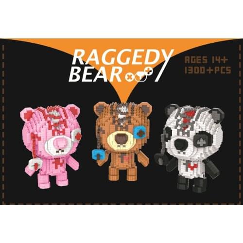 Classic cartoon animal figures little raggedy bear micro diamond building block panda nanobricks diy model toys for kids gifts