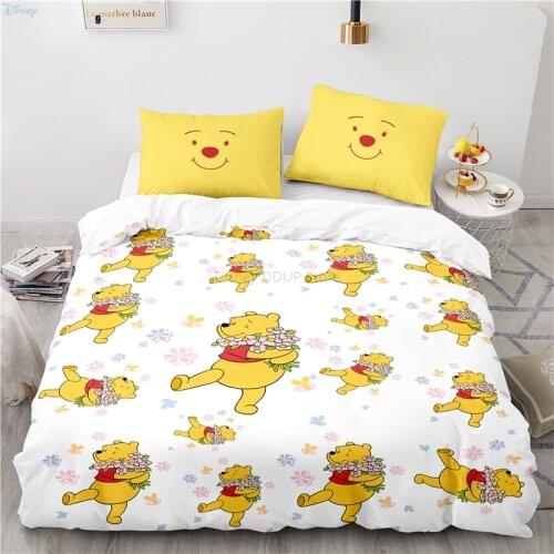 Disney Winnie The Pooh Cartoon 3d Bedding Set 2/3pcs Children Adult Bed Linen Duvet Cover Set Pillowcase Single Double King Size