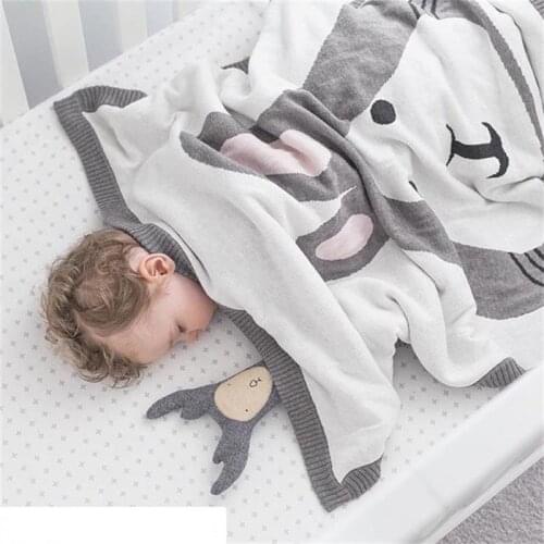 Instagram Fashionable Cartoon Animal Baby Blanket Thickened Knitting Double-side Infant Toddler Bedding Warm Outside Swaddle