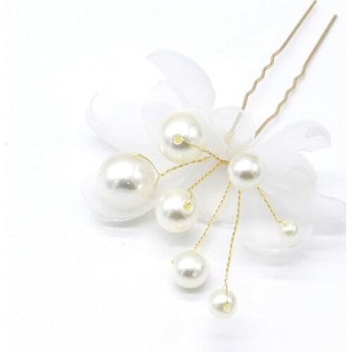 Fashion Charm Party Wedding Bridals U Shape Hair Clips White Flower Imitated Pearl Hairpins Hair Pins Barrette Hair Styling
