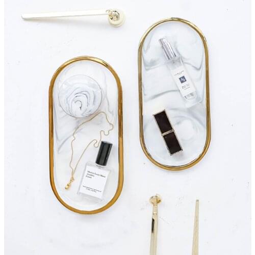 Marble Ceramic Oval Plate,Chic Ring Dish Jewelry Dish,Dessert Plate Cake Plate Cosmetics Organizer Home Decor Wedding Gift