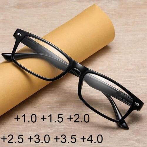 Mens Reading Glasses Rectangle Clear Lens Magnifier Eyeglasses Anti Blue Rays Filter Computer Vintage Glasses Focus Plus +1 +2