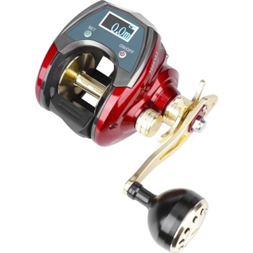 New 6.4:1 6+1BB Fishing Reel Left/Right Hand Display Digital Electronic Fishing Reel Low Profile Line Counter Baitcasting Reel
