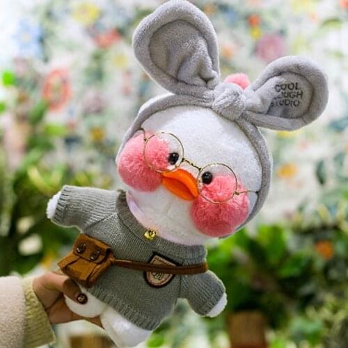 LaLafanfan Cafe Duck Plush Toy Cartoon Cute Duck Stuffed Doll Kids Toys Birthday Gift for Children 30cm White