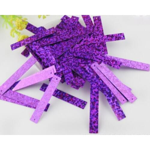 A3Sewing supplies 6mm*38mm Hand-sewn Rectangular Double-hole Laser Bead Segments Hand-made Wedding Garment Stage Dress Decor