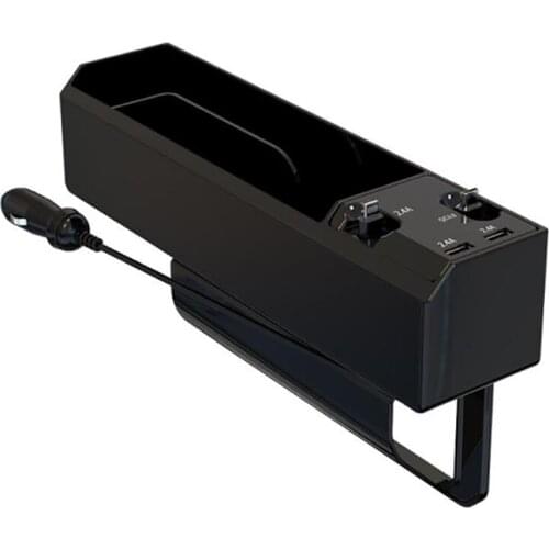 Car Central Control Seat Pocket Organizer with 2 USB Chargers,Retractable QC3.0 Cables,Multifunctional Seat Space Filler