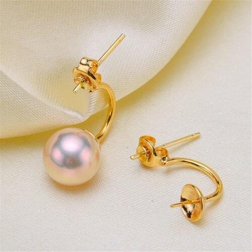 925 Silver Pearl Beads Stud Earrings Setting Base Diy Jewelry Making Findings&Components