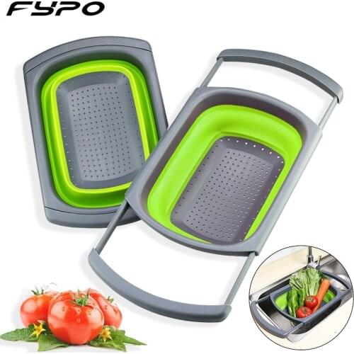 Telescopic Drainer Colander Rack Collapsible Drain Vegatable Basket Rack Dish Drying Rack Self Draining Sink Storage Basket