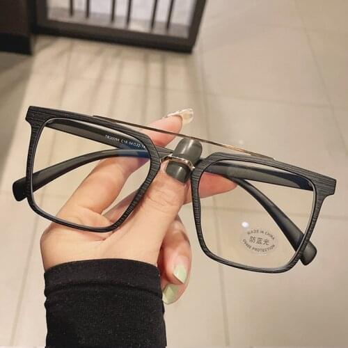 Unique Anti-blue Light Square Clear Glasses Frame For Women Vintage Grain Frame Computer Eyeglasses Female Elegant Shades Men