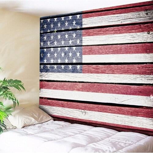 Vintage Woodgrain American Flag Tapestry Wall Hanging Indian Bohemian Hippie Home Decor Big Wall Blanket Window Door Curtain