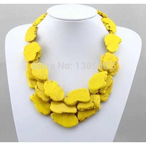 High Quanlity Yellow beautiful Jewelry Necklace 3 Row beautiful Necklace beautiful Beads Necklace Party Necklace Wedding Gift