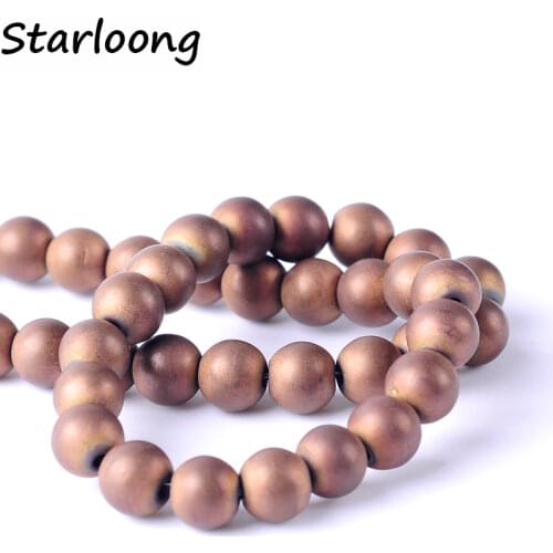 Top quality Natural stone brown matt unpolished round shape loose spacer hematite beads for DIY jewelry necklace bracelet making
