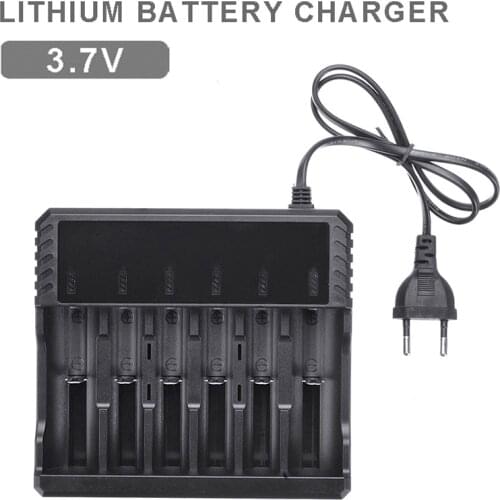 EU Plug Li-ion Battery Charger 6-slot 3.7V 18650 26650 li-ion Rechargeable Battery charger Fast Charging Base