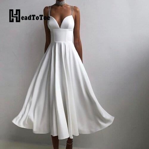 Plain Spaghetti Strap Backless High Waist Elegant Maxi Dress Women Sleeveless Big Swing Summer Dress