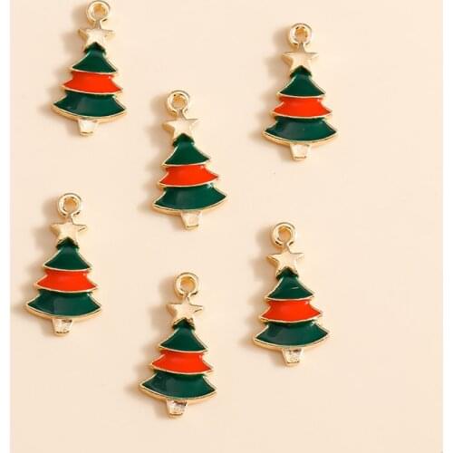 10pcs 10*20mm Christmas Tree Charms for Earrings Pendants Necklaces Enamel Pine Charms Handmade DIY Jewelry Making Findings