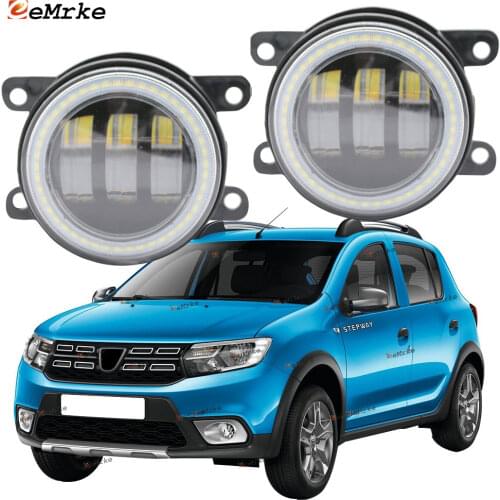 2X Led Angel Eye DRL for Dacia Sandero /Sandero Stepway 2 Facelift 2017 2018 2019 LED Fog Lights Lamp Lens Daytime Running Light