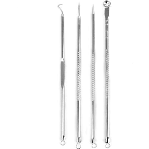4pcs/set Sliver Gold Stainless Steel Acne Removal Needles Pimple Blackhead Remover Tools Spoon Face Skin Care Tools Face Clean