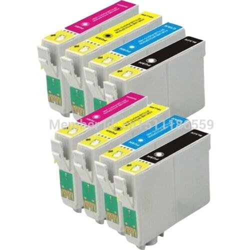 8 x T1281BK T1282C T1283M T1284Y Ink Cartridges for Stylus SX425W SX435W SX420W SX125 S22 SX130 SX230 SX430 Inkjet Printer