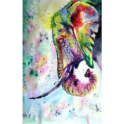 Diamond Embroidery Colorful Artistic Drawing Elephant 5D Diy Diamond Painting Full Square Round Drill Mosaic Wall ArtsZP-4912