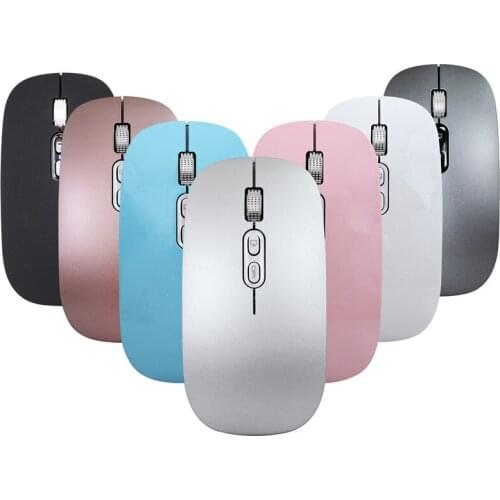Silent Rechargable Wireless Mouse Office Home Lightweight USB Receiver 2.4Ghz For Laptop PC Black Silvery Blue Grey White Pink