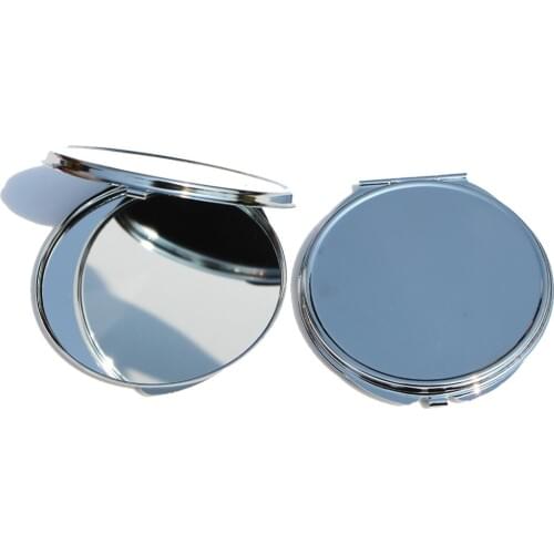 Blank Compact Mirror DIY Portable Metal Mirror Compact Silver Color