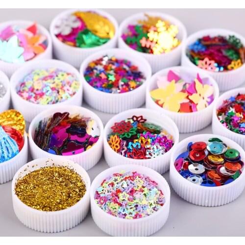 12PCS Colorful Flash Sequins Kindergarten Manual Material Garment Sewing Accessories For Child DIY Arts And Painting Decoration