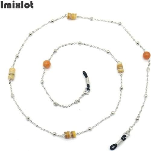 Fashion Glasses Chains For Women Natural Stone Beaded Eyeglasses Sunglasses Spectacles Metal Chain Holder Cord Lanyard Necklace
