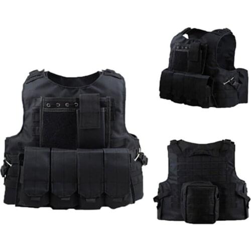 Black SWAT 4 Magazines Airsoft Tactical Vest Molle System Airsoft Paintball Gear