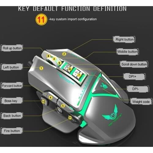 Colorful Macro Programming Mouse 11 Keys Game Mouse Free Disassembly Comfortable Grip Adjustable Computer Mouse 3200DIP