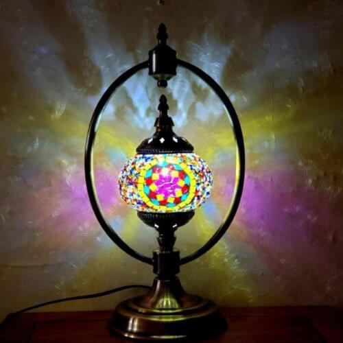 Turkish Style Decorative Table Lamp Moroccan Retro Mosaic Bedroom Bedside Night Light Man Cafe Bed Room Decoration Desk Lamp