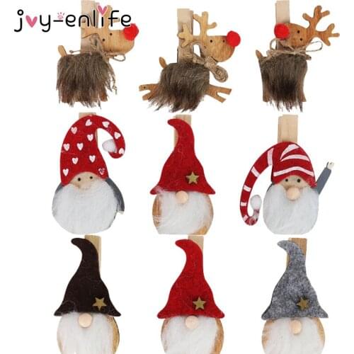 Christmas Decoration 2021 Wood Clip For Photo Clips Clothespin Christmas Ornaments Wood Gift folder Craft Decoration Clips Pegs