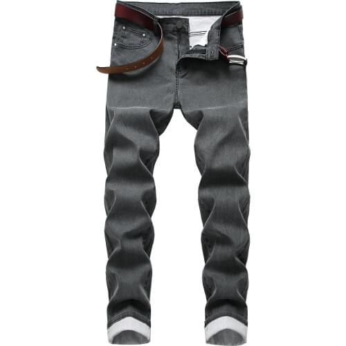 Men Stretch Solid Color Casual Jeans Slim-fit Men Trousers Long High Quality All Season Brand Large Size Casual Jeans Male