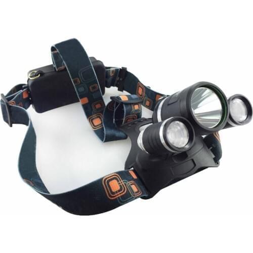 Headlight XML T6 LED 3x CREE XM-L 5000Lm Rechargeable Headlamp Head lamp + AU/EU/US Charger +CAR Charger
