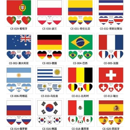 Factory Varity Countries Football Games Tattoo National flag disposable temporary tattoo Waterproof Body Arm Logo Tattoo 1000pcs