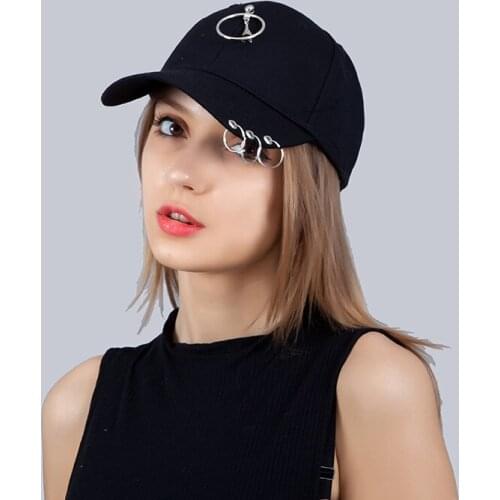 Dad Hat Ring Creative Piercing Ring Baseball Cap Punk Hip Hop Caps Cotton Adult Casual Solid Adjustable Unisex Caps Snapback