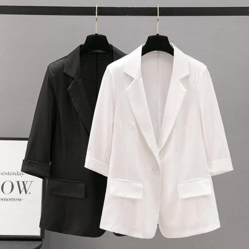 Ice Cotton Linen Short Summer Suit Jacket Female Korean Plus Size Three-Quarter Sleeves Thin Casual Sun Protection Tops zh486