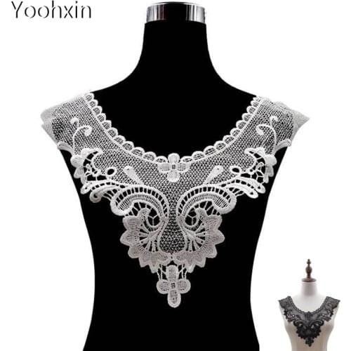 Fashion flower embroidery DIY lace collar Fabric Sewing ribbon trim Applique neckline craft cloth Wedding Christmas Textile