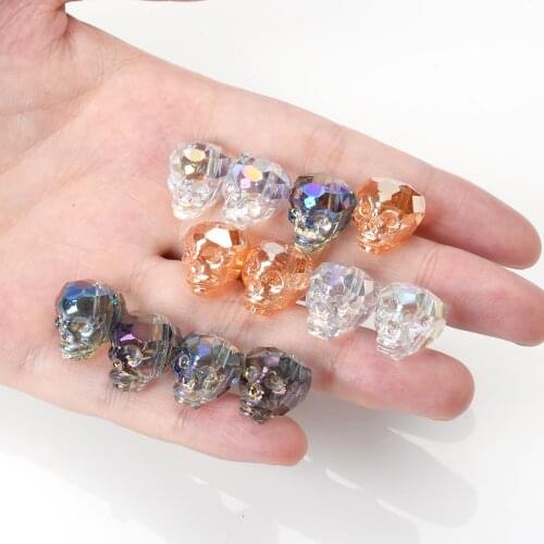 Trendy Skull Crystal Beads Faceted Loose Spacer Bead for Jewelry Making DIY Bracelet Necklace Handmade Crafts Accessories 14mm