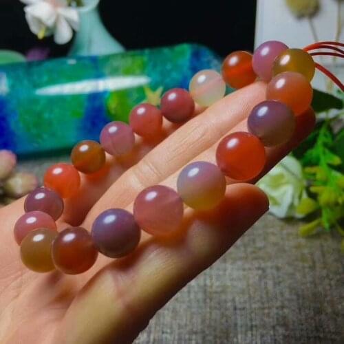 Natural Colorful Salt Source Agate Crystal Beads Bracelet 10.8-9.8mm AAA