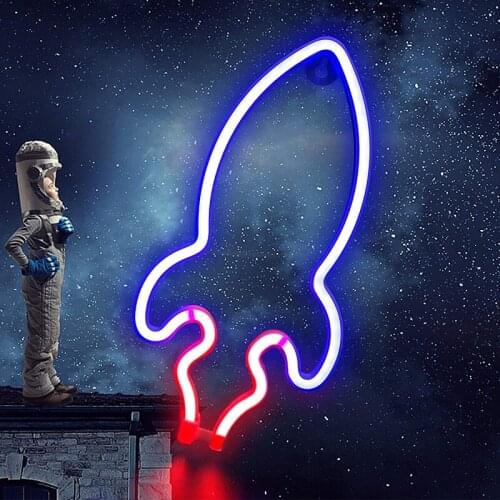 Rocket Neon Signs Special LED Night Light Wall Decor Battery or USB Powered for Home Bedroom Bar JDH88