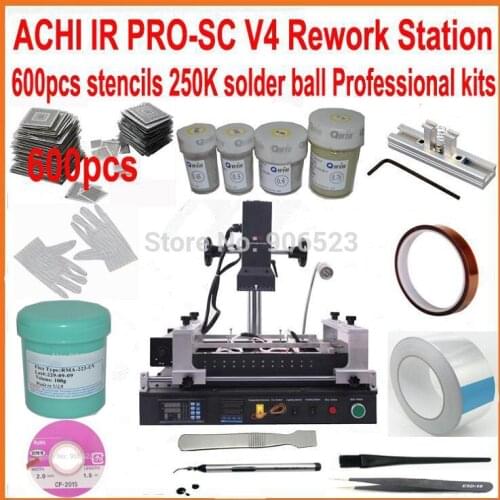 New ACHI IR PRO SC V4 bga rework station IR motherboard soldering machine + 600pcs bga stencils kit 250K solder ball