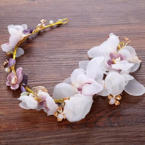Bridal Lace Flower Pearl Headbands Hairwear Wedding Accessories Bride Elegant Tiaras and Crowns For Women Gifts